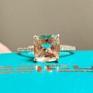 EFFY Genuine Morganite on 14k Rose Gold Cocktail Ring with 1/7 CT T.W Diamonds